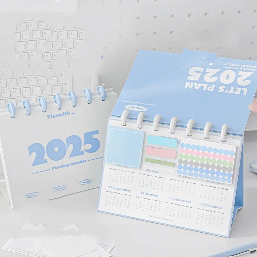 

Настольный календарь с кнопкой «гриб» 2024, спиральный стоячий флип-навчальный план, настольный календарь, ежедневный ежемесячный настольный органайзер, подарки