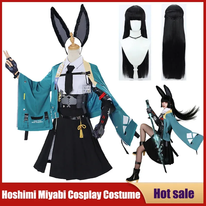 

Hoshimi Miyabi Cosplay Costume Anime Game Zenless Zone Zero Miyabi Fox Girl Full Set Wig Ear Lovely Uniform Party Carnival Suit