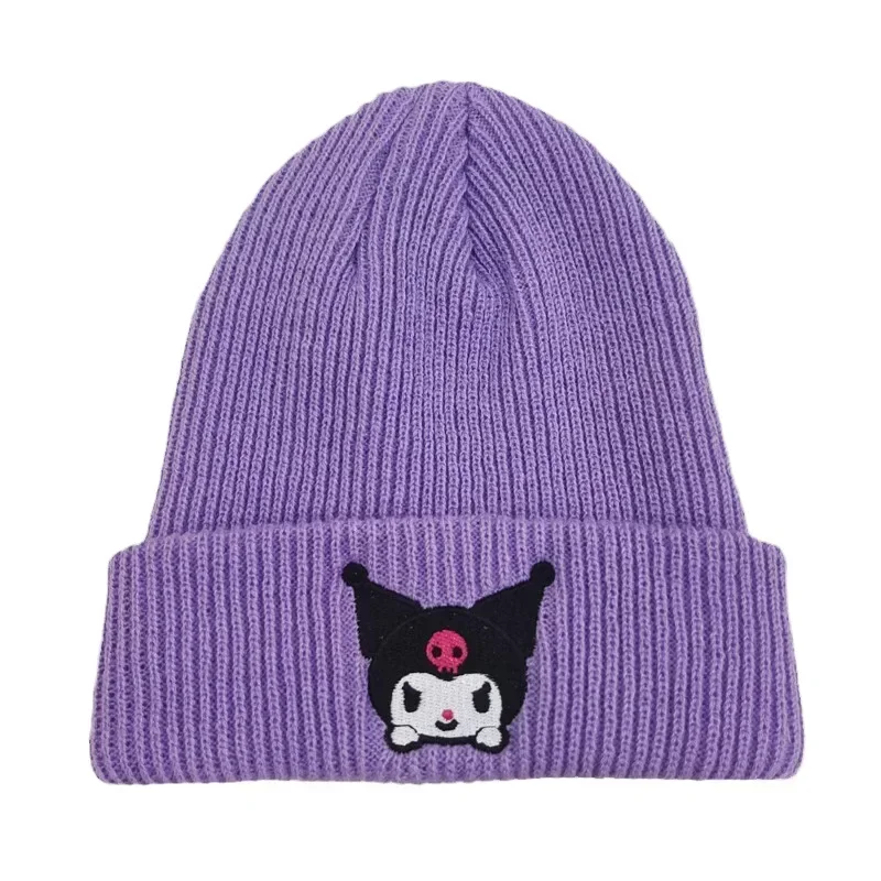 Hello Kitty Embroidered Knitted Hat Sanrio Cute Anime Figures Autumn Winter Warm Hats Couples Pullover Hat Kids Birthday Gifts