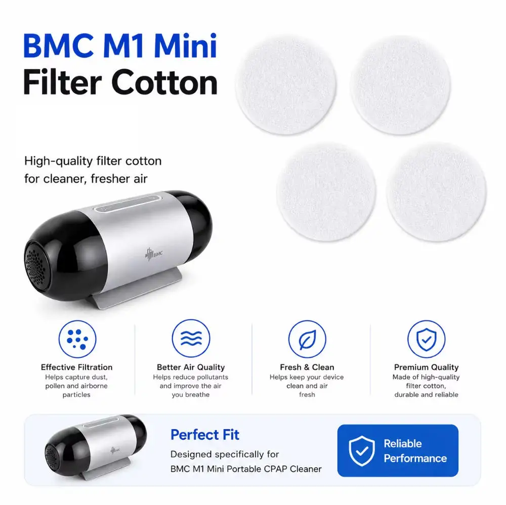 Filtros de Esponja de Aire BMC para Máquinas CPAP, AutoCPAP y BiPAP M1 Mini - Empaque Aséptico Individual, Seguro para la Salud Respiratoria