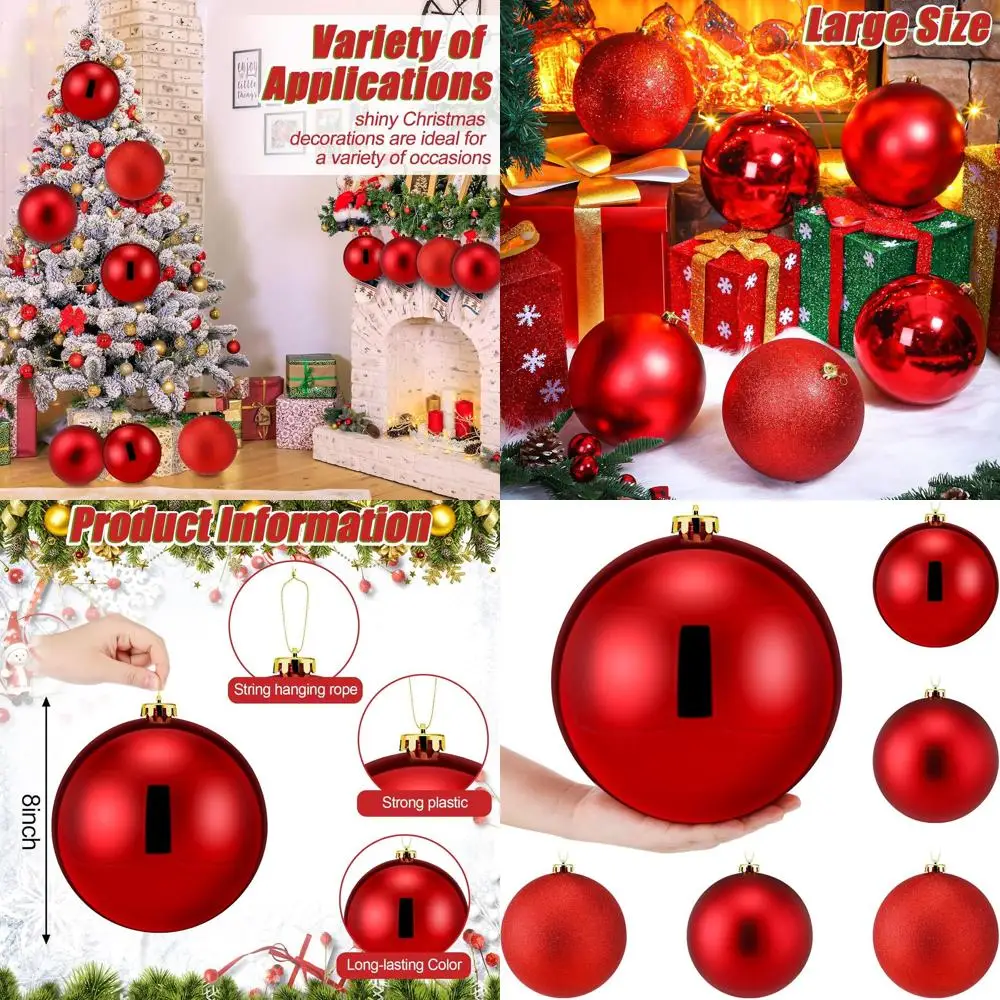 

Очень большие небьющиеся пластиковые рождественские шары 8 для праздничной елки и декора для вечеринок на открытом воздухе
