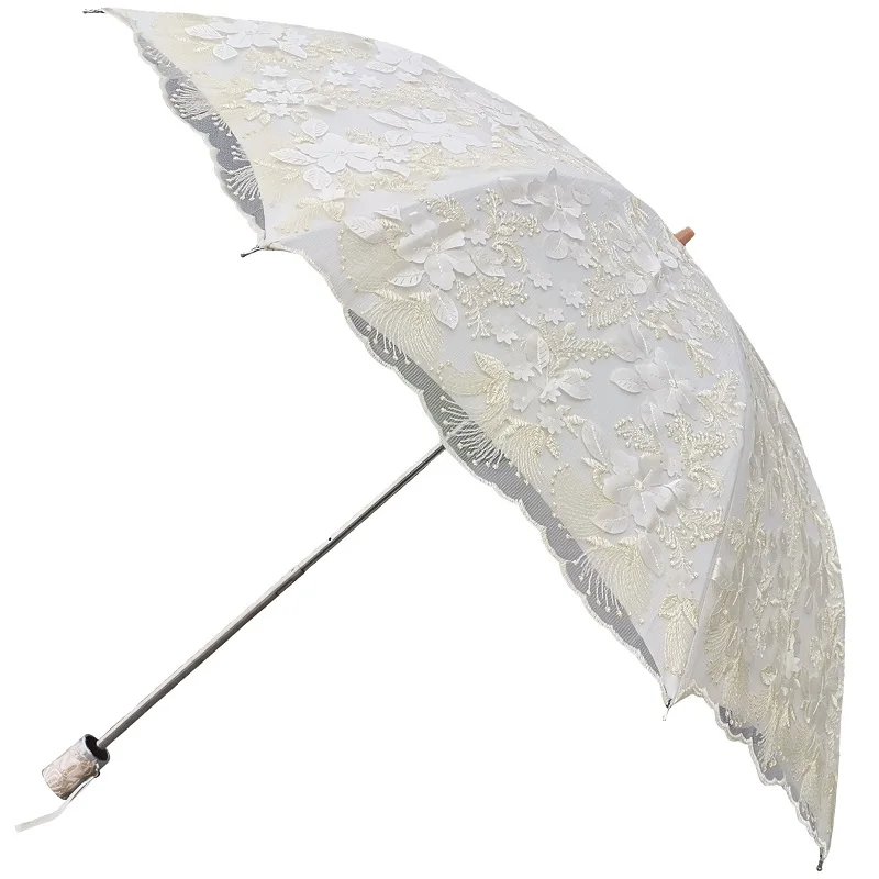 

Зонт для защиты от солнца, кружевная вышивка, 3D-клей, два черных клея, защита от ультрафиолета, зонтик от дождя и солнца для ежедневного использования в доме