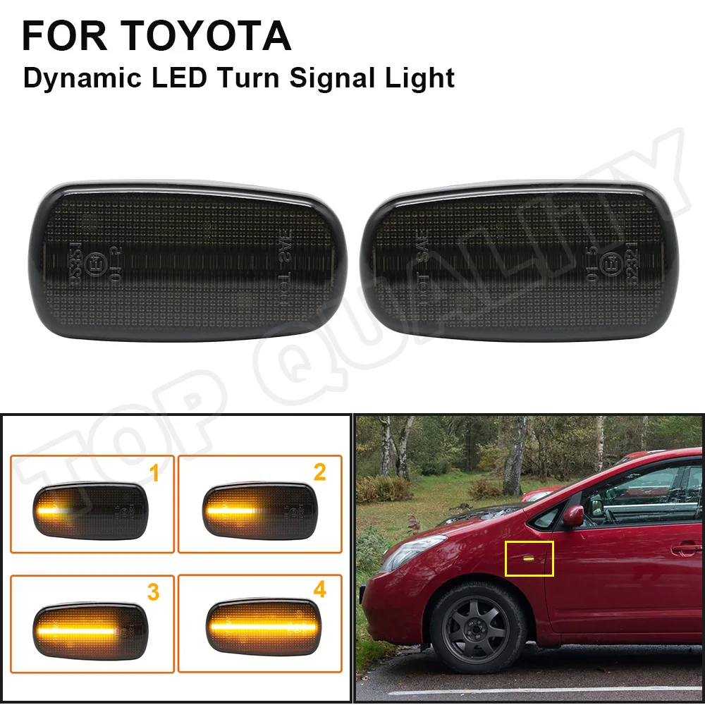 For Toyota Prius Kluger Wish Land Cruiser 200 Prado 120 RAV4 Altezza Lexus IS300 Dynamic Led Side Marker Lights Turn Signal Lamp