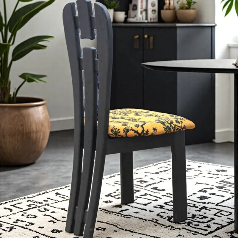 

Medieval style solid wood dining chair key chair K-shaped chair household new stool dining table