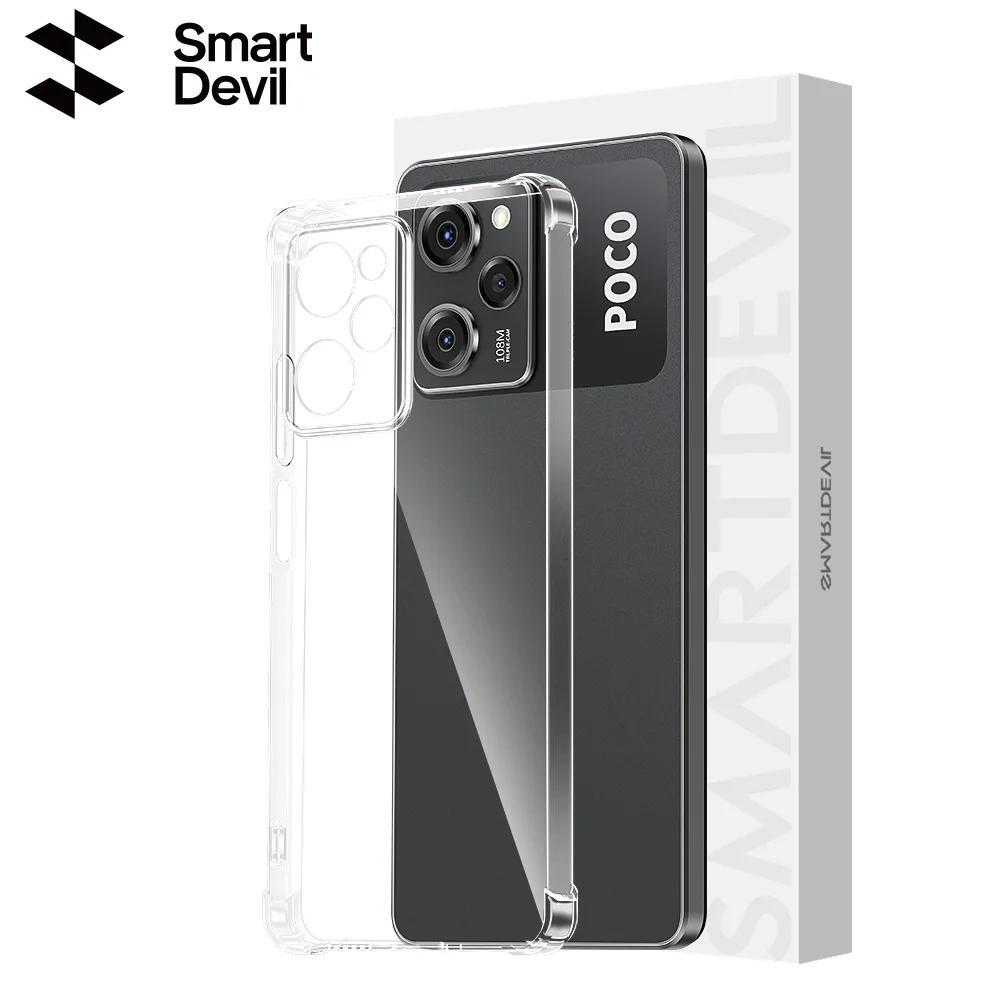 SmartDevil Transparent Bumper Case for POCO X6 F5 Pro 5G F4 for Xiaomi 12T Pro 11T Airbag TPU Back Cover Lens Camera Protect