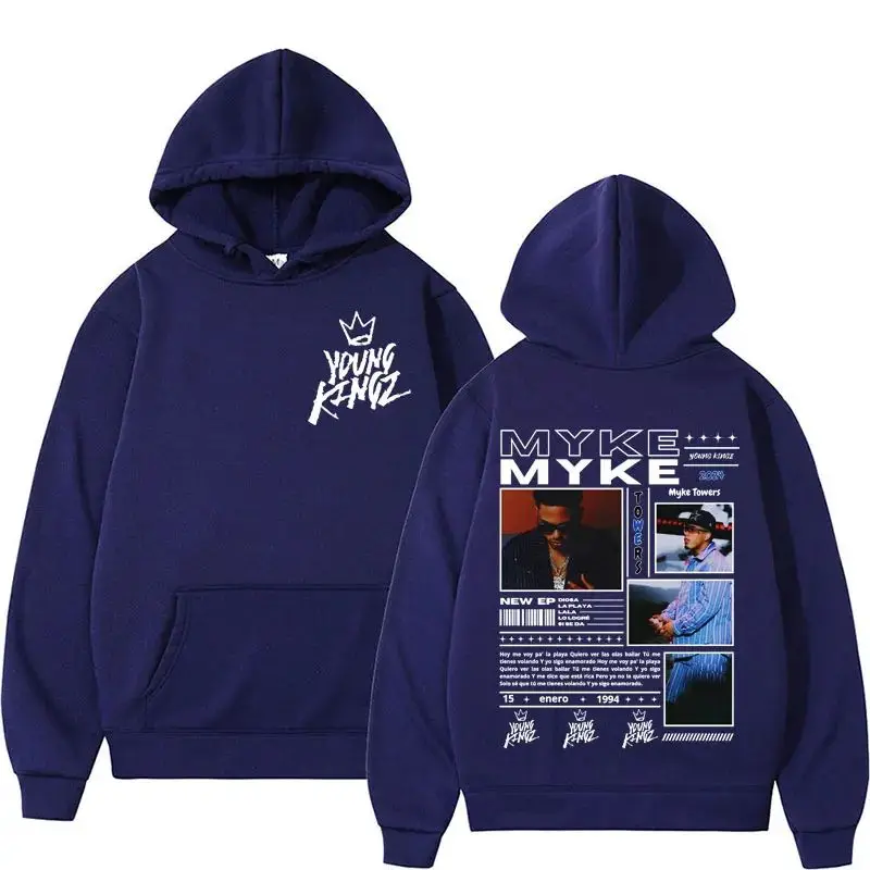 Rapper Myke Towers Album Cover Graphic Sweatshirt  Vintage Hip Hop Hoodies Unisex Casual Fleece Pullovers Hoodie Streetwear