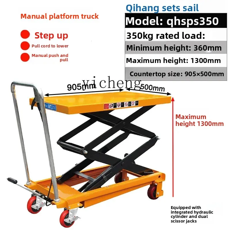 Truk platform dorong tangan hidrolik A1 untuk mengangkat barang