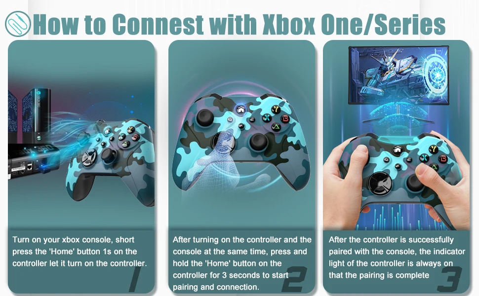 WLAN-Wireless-Controller für Xbox Series X/S/Xbox One PC Turbo, Motorvibrations-Gamepad mit Aufweckfunktion, 6-Achsen-Joystick, Xbox-Controller – Detail 5