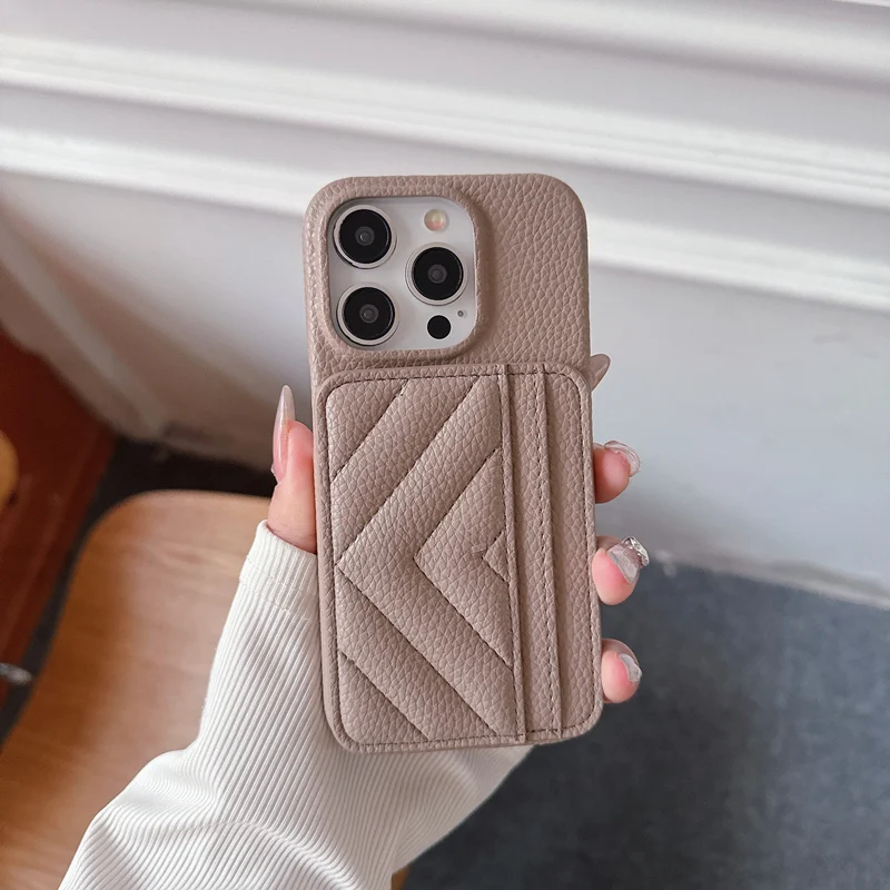 

Luxury Leather Wallet Phone Case For iPhone 16 17pro max 15 13 14 pro 11 12 Card Slot Pokcet Simple Solid Color Protective Cover
