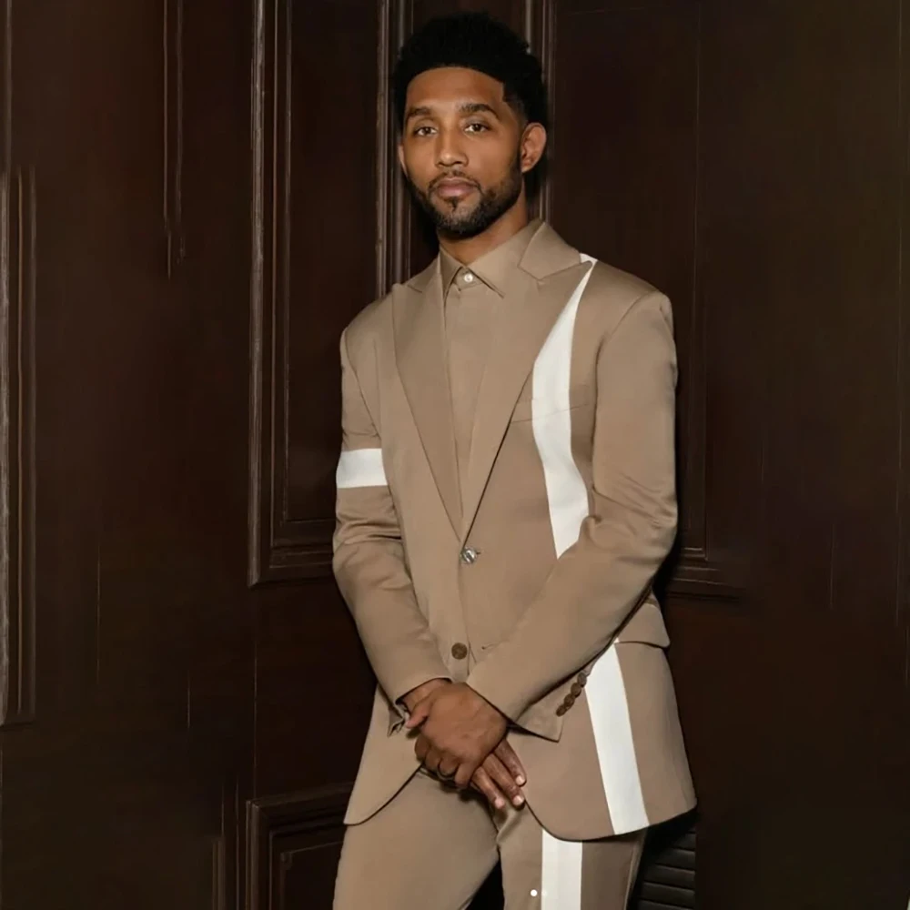 

Fashion Men Suits Luxury Single Breasted Peak Lapel Slim Fit 2 Piece Jacket Pants Sets High Quality Wedding Male Clothing