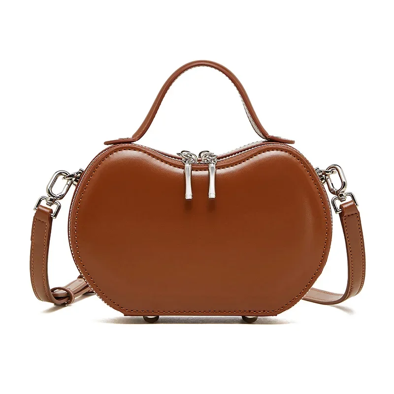 

New Womens Genuine Leather Tote Bag Red Apple Print Crossbody Shoulder Purse Commuter Underarm Handbag for Daily Work Fashion