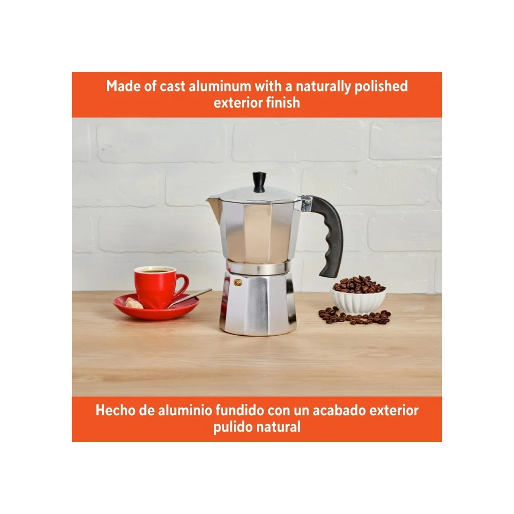 ماكينة صنع القهوة بموقد من الألومنيوم المصبوب 9 أكواب، تصميم أنيق متين، كابتشينوس إسبريسو مثالي للاستخدام اليومي للمطبخ
