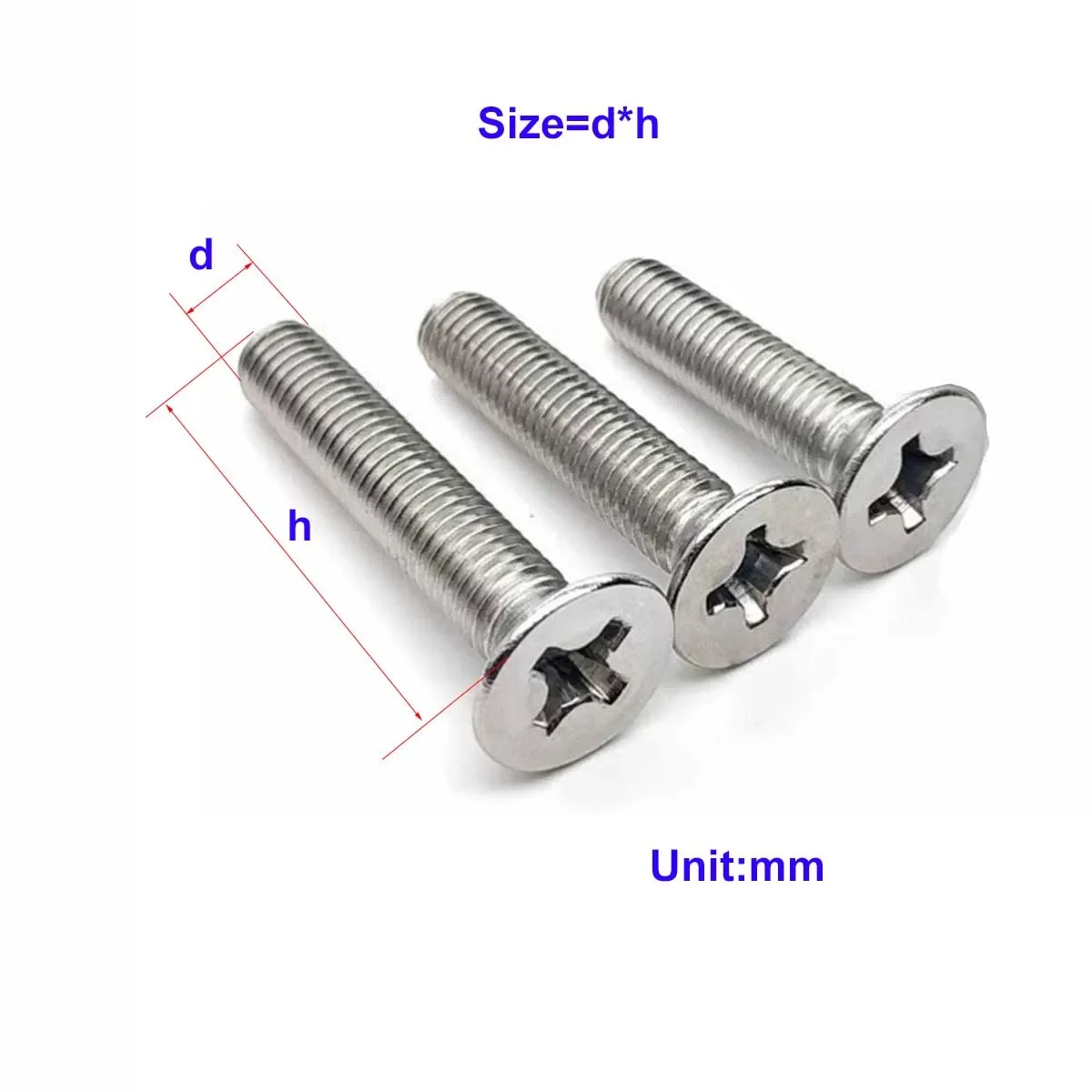 

316 Stainless Steel Screw Countersunk Head Screw/Cross Flat Head Machine Tooth Bolt M1.6M2M2.5M3M4