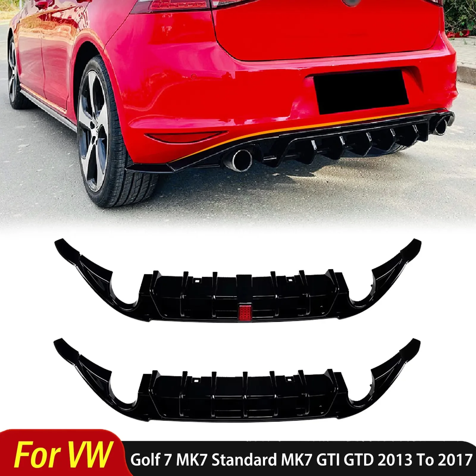 

Для VW Golf 7 MK7 Standard MK7 GTI GTD 2013-2017 хэтчбек автомобильный задний бампер диффузор сплиттер спойлер с тормозом светодиодный комплект кузова