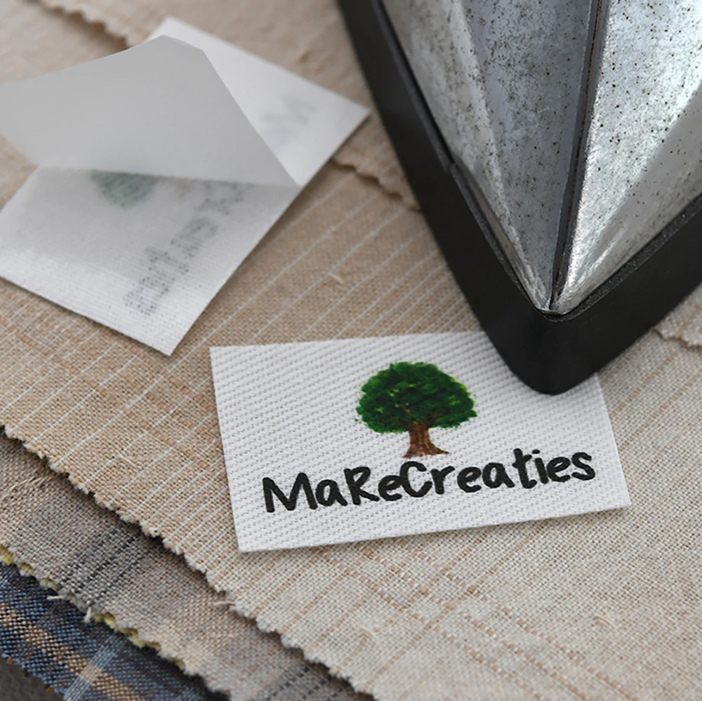 

DIY Crafts & Brand Tags Custom Cotton Labels - 38x25mm Rounded Corners, Iron-on or Sew-on, 64pcs Washable White