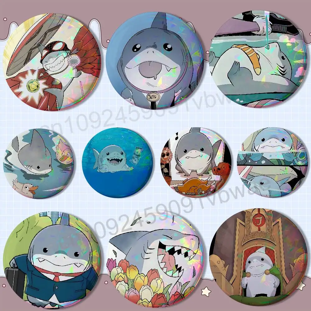 

Land Shark cute Jeff HD Print 58mm 44mm Round Lapel Pins Pretty Derby Round Display Brooches Brooch Badges