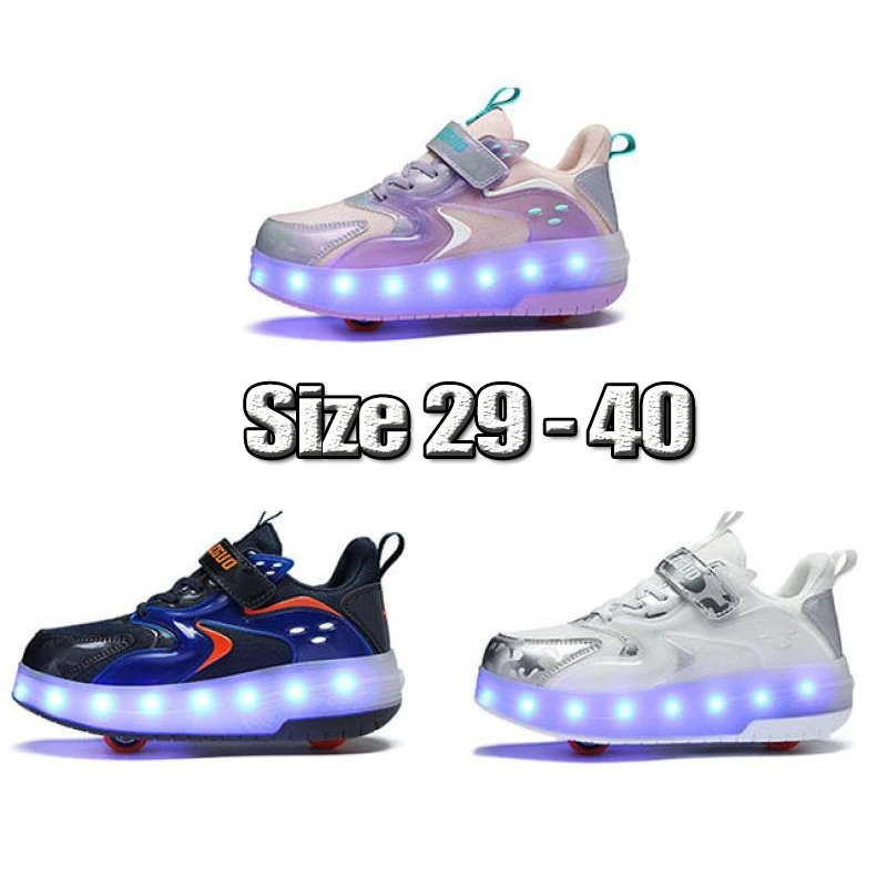 

Новые светодиодные фонари для детей, роликовые паркура, скейт, подарок, спортивные уличные кроссовки для мальчиков и девочек с 2-колесным бегом, повседневные роликовые кроссовки, деформация