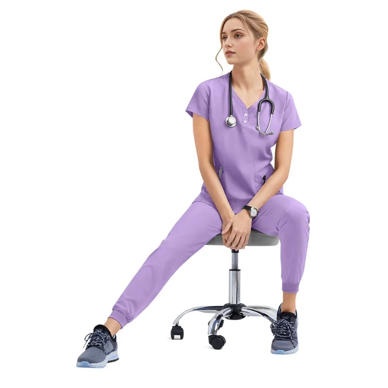 Scrub Gowns Female Surgical Isolation Gowns Brushing Gowns Oral Dental Pet Doctor Work Gowns Male Short Sleeve Suit Stretchy