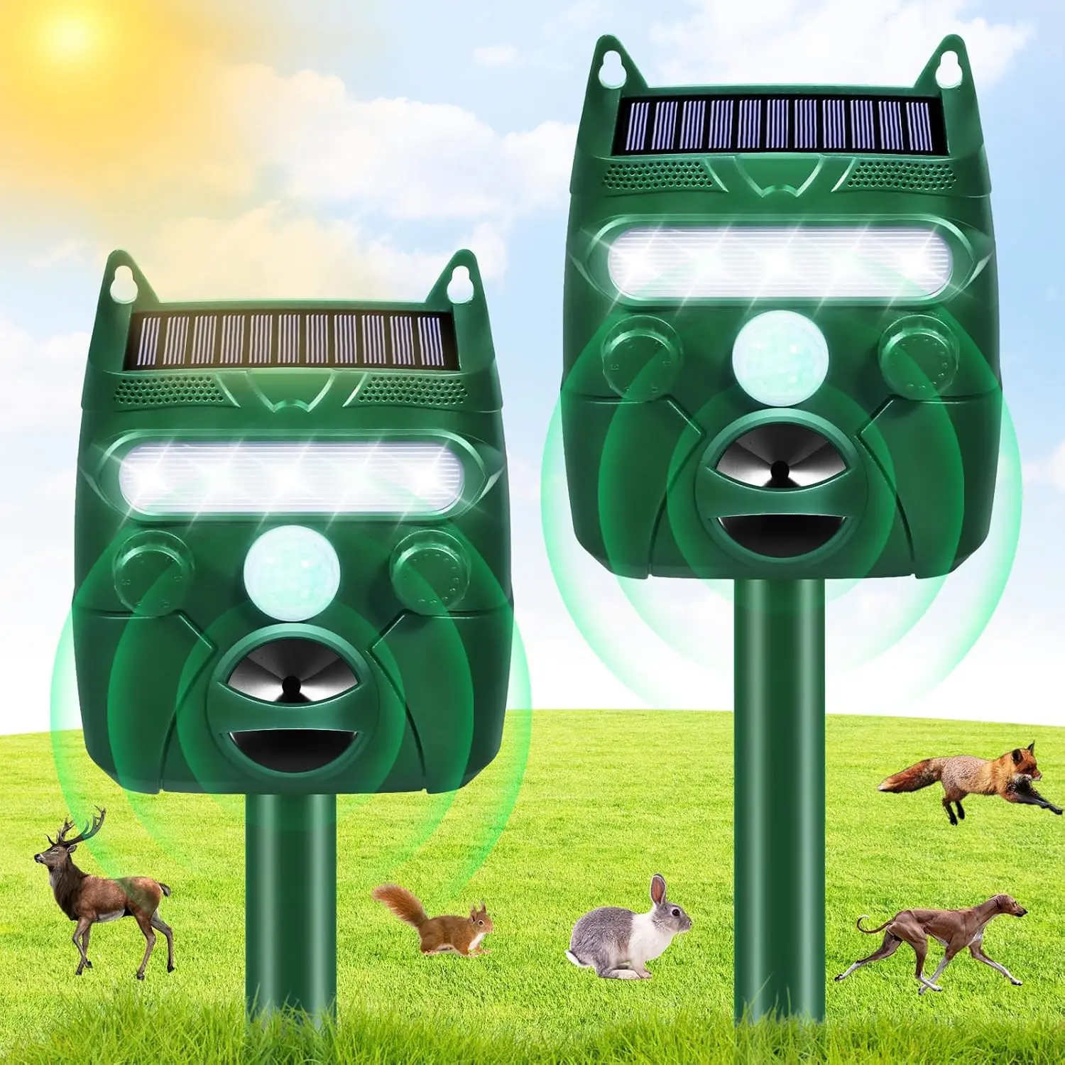 

1Pack Animal Repellent Outdoor Solar Animal with Motion Sensor&LED Strobe Light Cat Repellent Outdoor Deer Repellent Devices