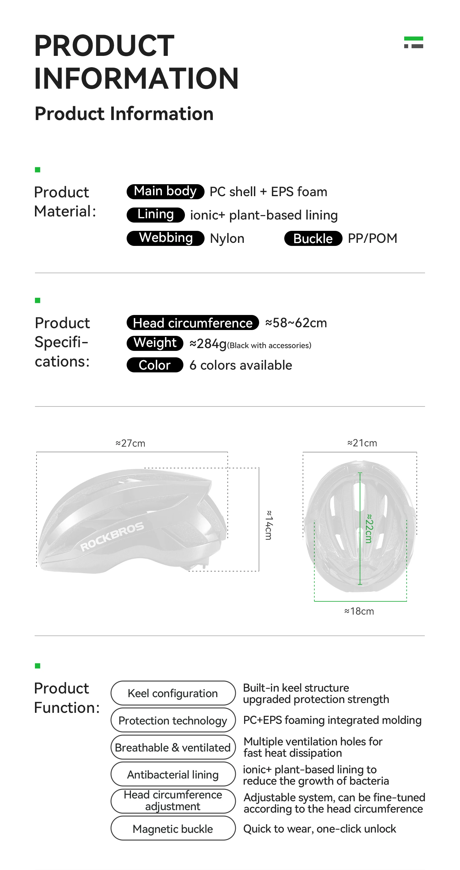 ROCKBROS Fahrradhelm ultraleicht atmungsaktiv hochfester Kopfschutz Sicherheitshelm Kopfbedeckung mit Schnellverschluss und magnetischer Schnalle – Detail 3