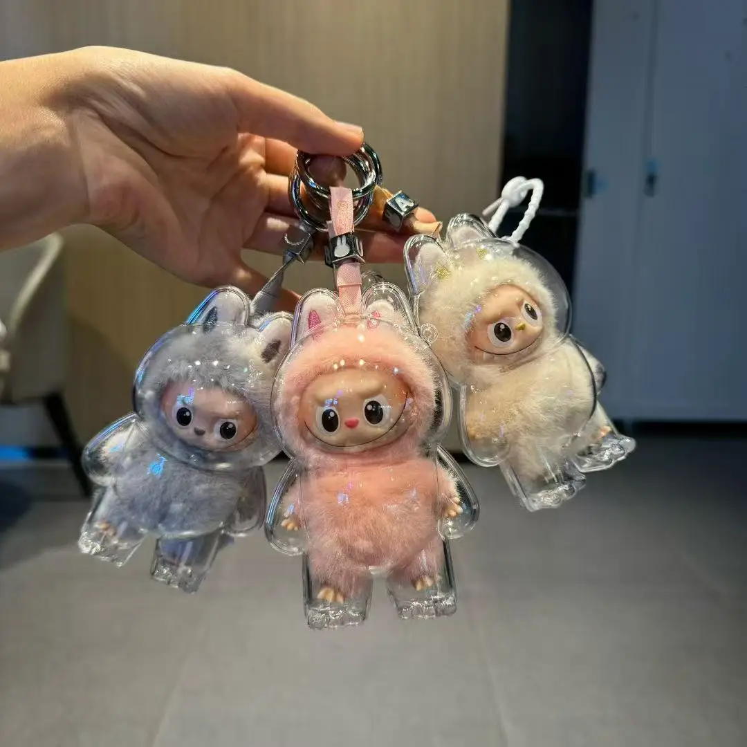 

Прозрачный защитный чехол для рюкзака Labubu 4,0, пылезащитный твердый переплет с ремешком для дисплея коллекции Monsters