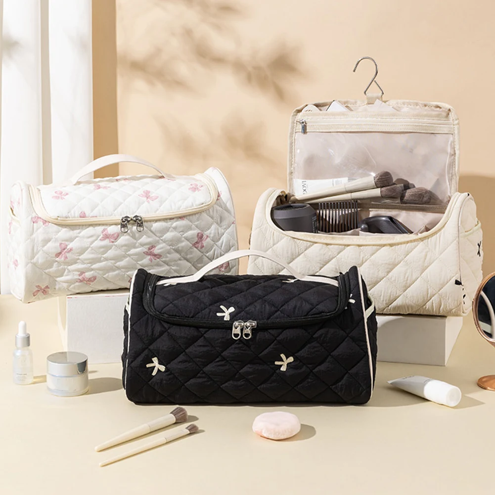 

Косметичка с цветочным принтом на молнии, большая дорожная сумка для косметики, чехол для фена, сумка для хранения для женщин и девушек в путешествиях