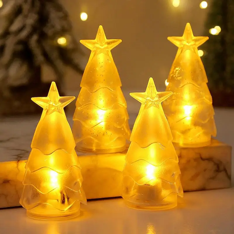 

Christmas Night Lights 3D Small Christmas Tree LED Night Lamp Transparent Tree Shape Candle Lamp for Party Table Decoration