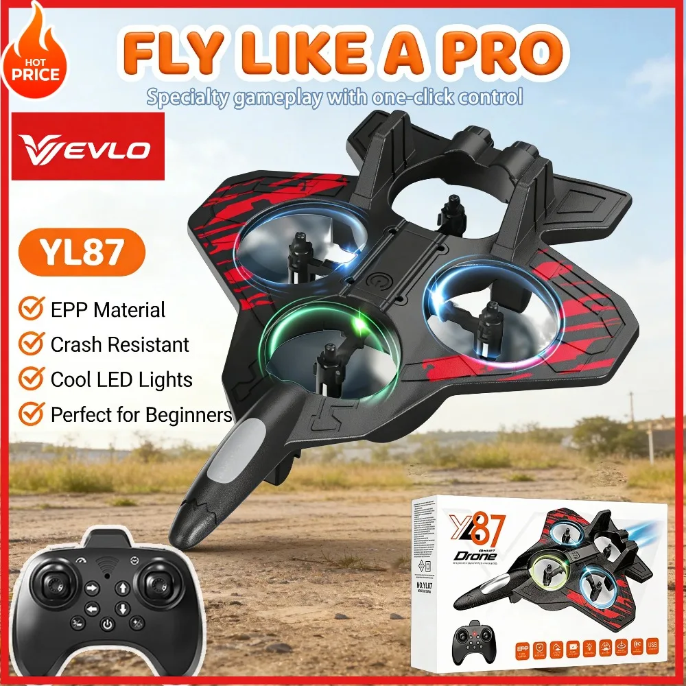 

VEVLO 2026 YL87/L89 RC Foam Airplane Glider 2.4G EPP Stunt Plane with LED Lights Fighter Aircraft Toy Children's Day Gift