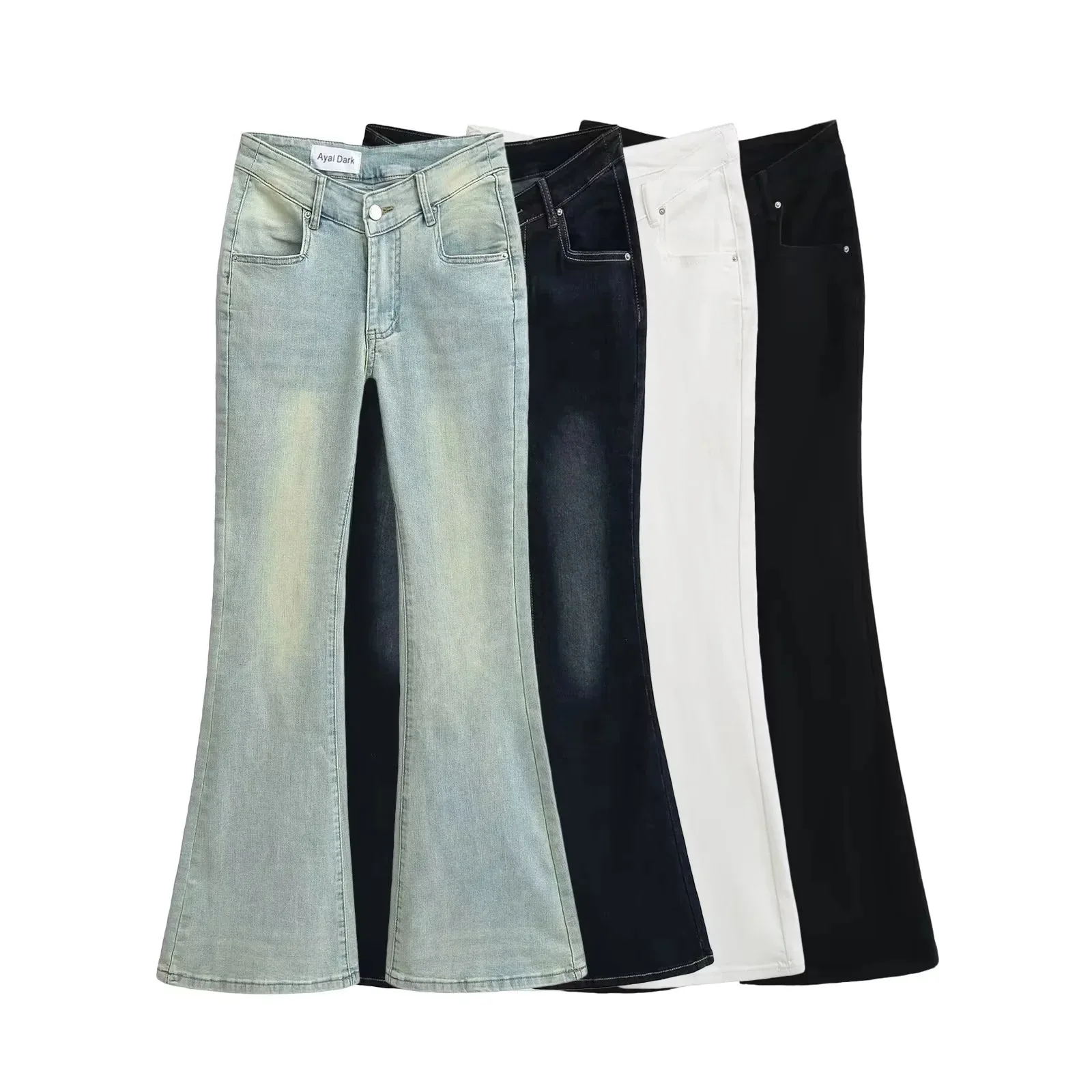 

High Waist Bell Bot Jeans Women's Spring Summer New Sle Elastic Drapey Floor Length Pants Ladies Faion Jeans