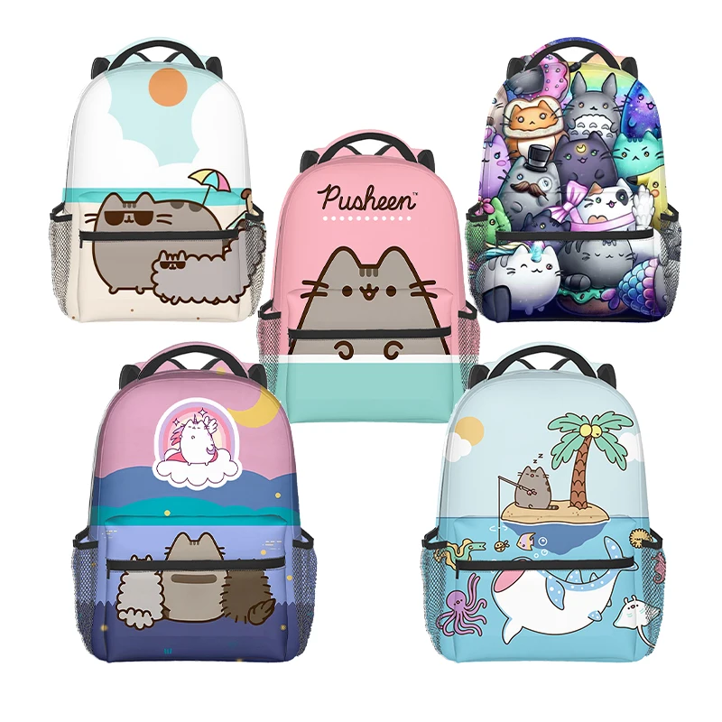 Fat Cat Pusheens Student Knapsack Cartoon Printed Harajuku Fashion Teenage School Supplies Bags Girl Cute Womens Office Backpack