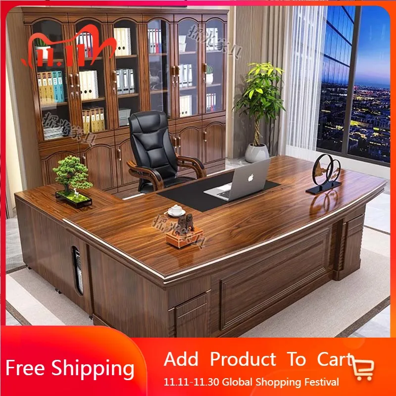 

Modern Wooden Office Desk Storage Design Multifunctional Nordic Office Desk Gaming Computer Meuble Bureau Commercial Furniture