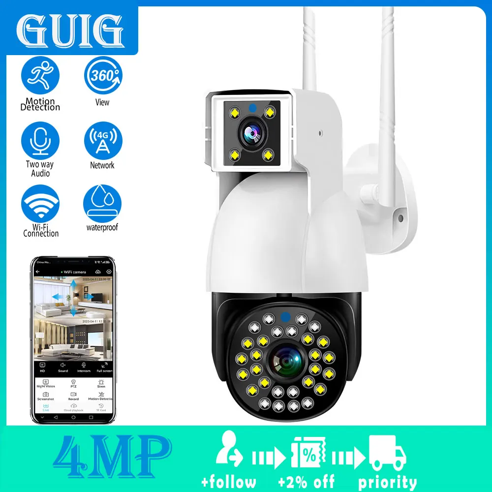 

4mp 4G WiFi camera indoor and outdoor security monitoring, mobile body detection, outdoor IP CCTV monitoring