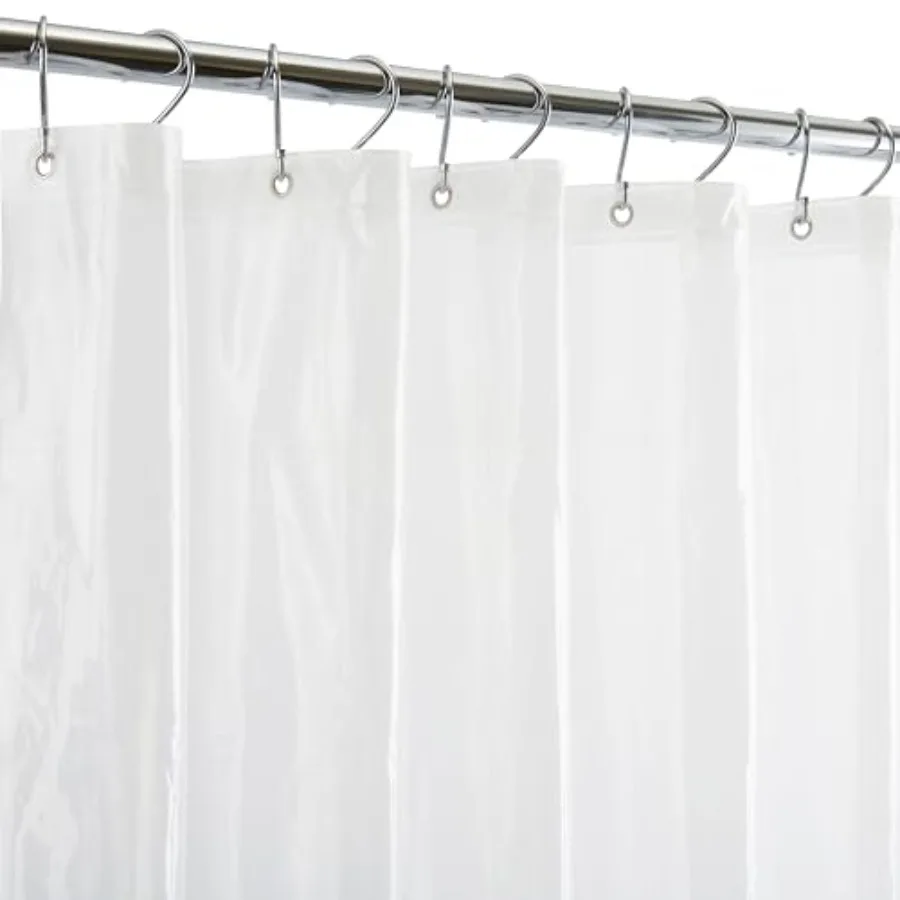 

Waterproof Shower Curtain Liner, 4X's Splash Guard Suction Cup Leak Protection, 12 Rust Resistant Copper Grommets, 3 Large Magn