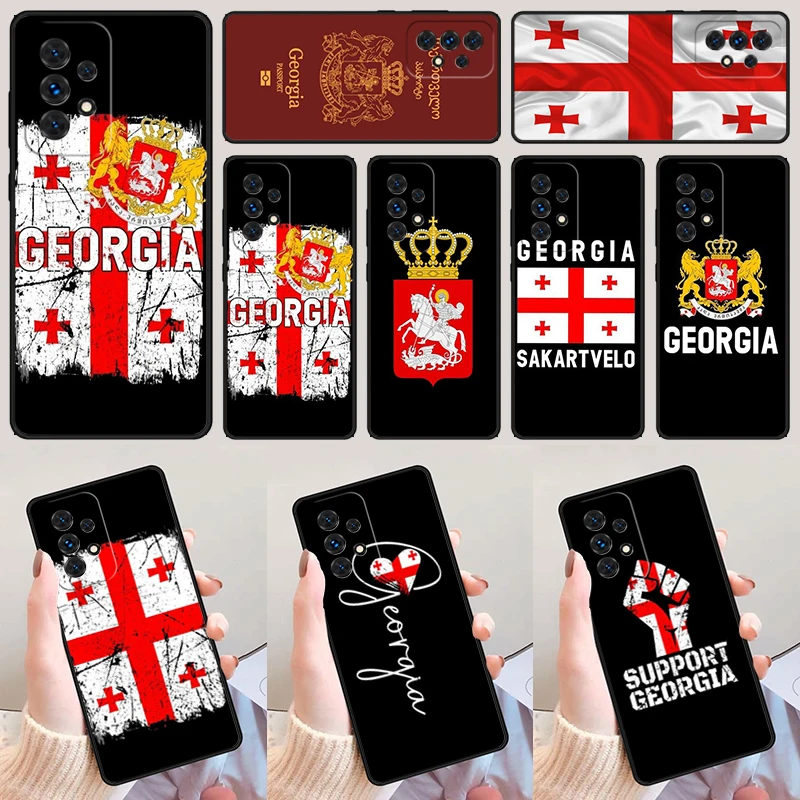 Flag of Georgia And Coat of Arms For Samsung A52 A72 A73 A20e A21S A50 A70 A11 A12 A42 A31 A40 A51 A71 A32 A80 A91 Phone Case