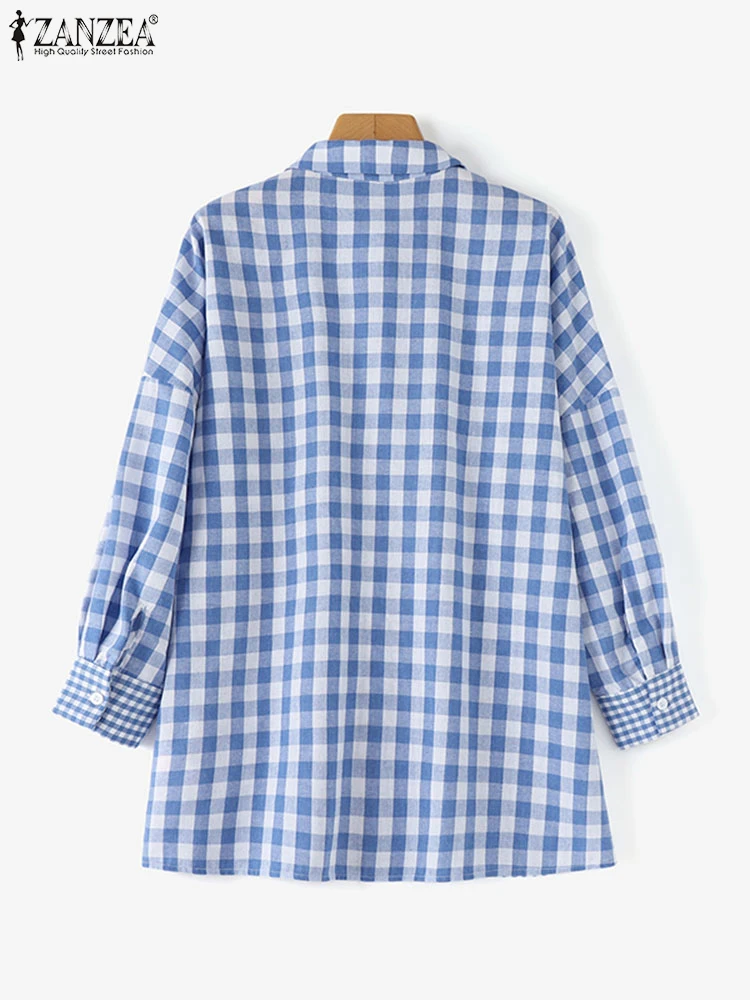 ZANZEA 2025 Fashion Women Shirt Autumn Long Sleeve Lapel Blouse Button Down Blusas Patchwork Holiday Shirts Femme OL Work Tops