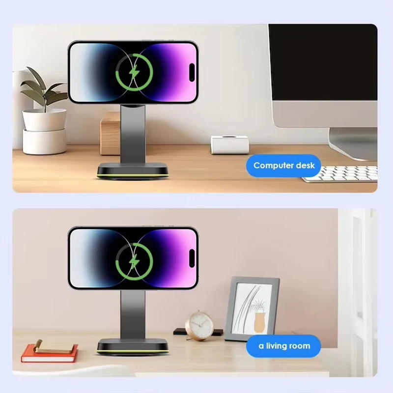 2025 بيع Qi2 محطة شاحن لاسلكي 30 واط 3 في 1 حامل شحن لاسلكي آيفون 17 16 15 14 13 12 برو/ماكس مع ضوء الليل