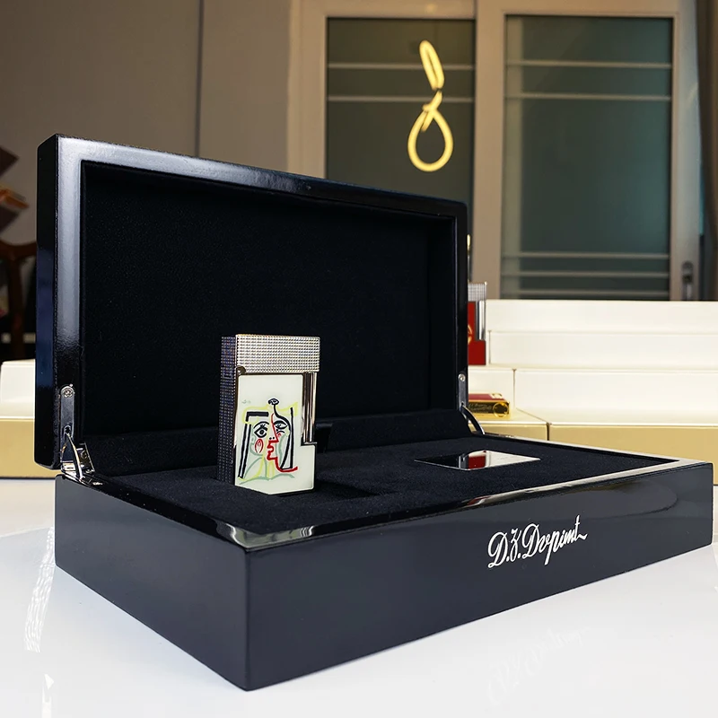 Luxe herdenkingsaansteker met enkele/dubbele vlam en ping-geluid, natuurlijk verfdesign voor sigarettenrokers 11278