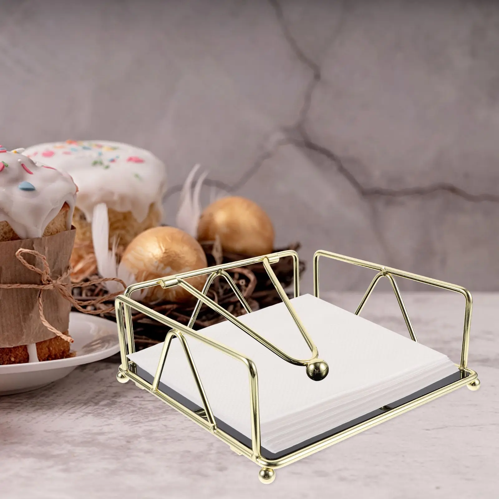 

Golden Napkin Holder Desktop Storage Box Paper Towel Dispenser Farmhouse Stand Modern Decor Elegant Iron Acrylic Material Smooth