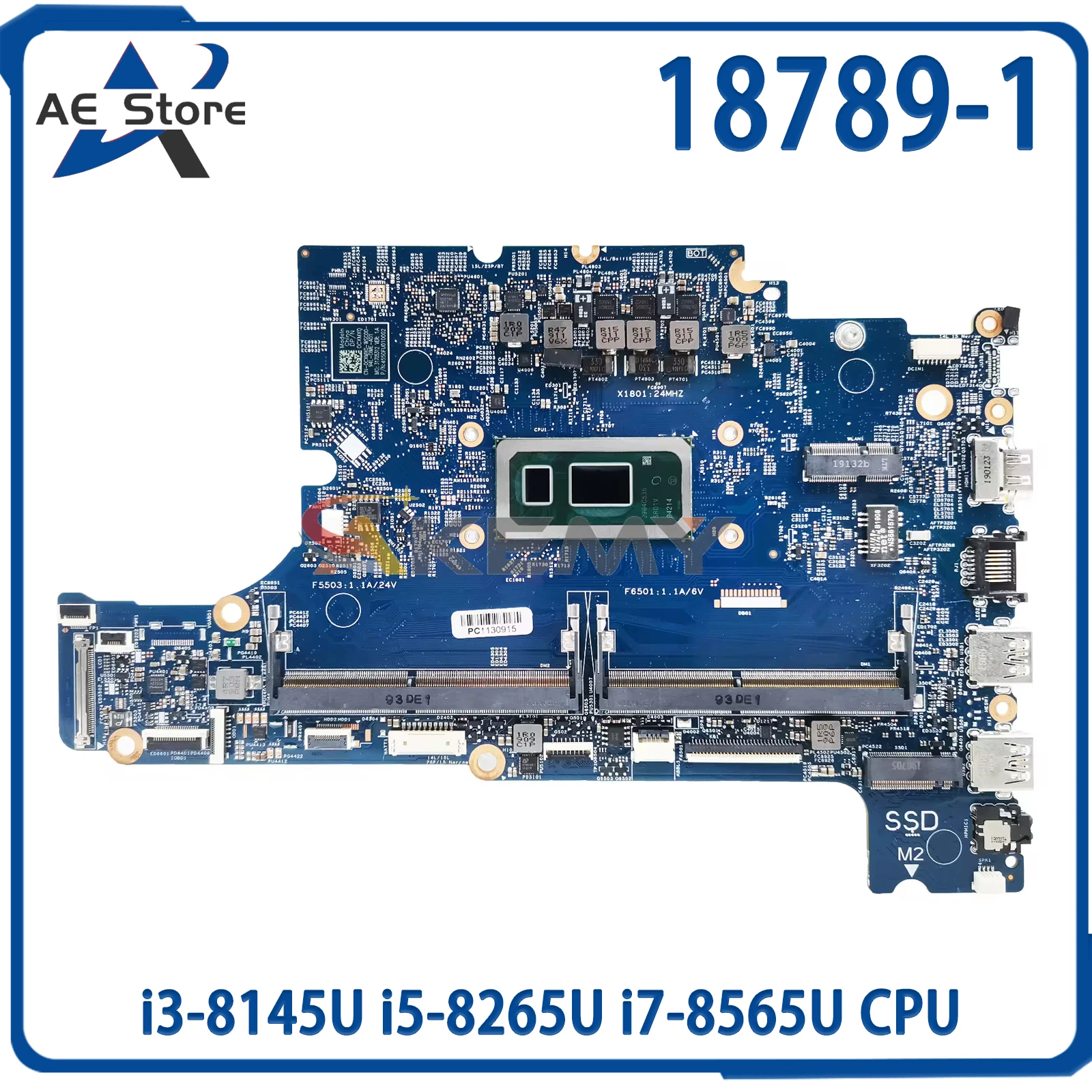 

AE 18789-1 Laptop Motherboard For Dell Inspiron 15 5584 5583 0CXMX0 0F62D6 Mainboard With i3-8145U i5-8265U i7-8565U CPU