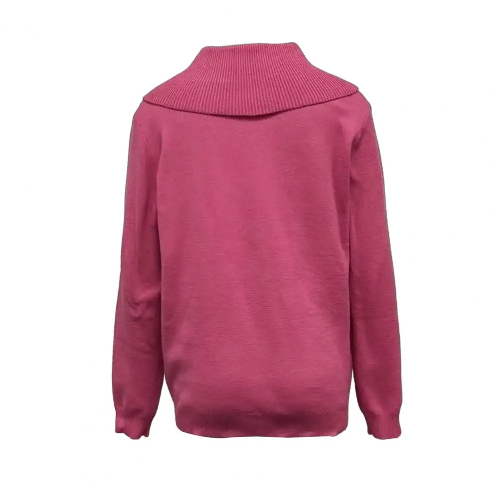 Women Autumn Winter Pullover Sweater New Solid Color Stacked Collar Long Sleeve Comfortable Female Casual Pullover Knitwear