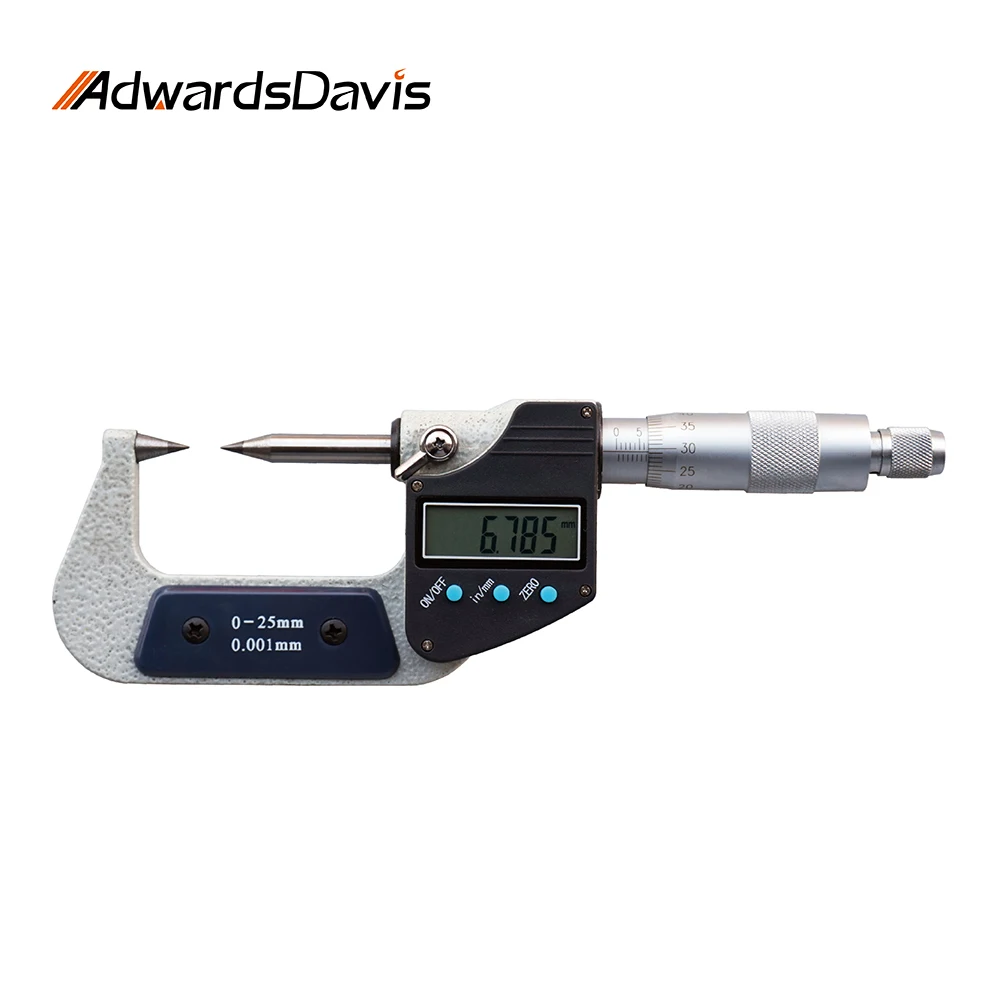 Pointed Mechanical Outside Diameter Micrometer Wall Thickness Micrometer Blade Gap Measurement Digital Display Micrometer 0-25mm