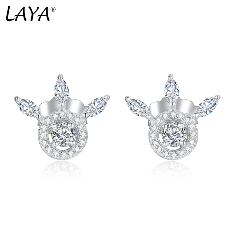 

LAYA Stud Earrings For Women 0.16 Carat 3.5mm Diamond D Color All Moissanite 925 Sterling Silver Pierced Ear Wedding Jewelry