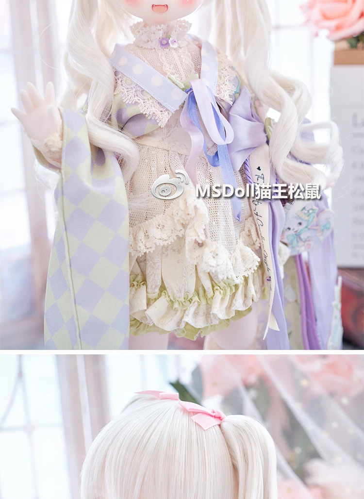 BJD Doll Wig 1/3 1/4 1/6 Handmade Bjd Doll Wig Curly Hair DIY Joints Doll Toy Fashion Fiber Double Tail Wig Dolls Accessories