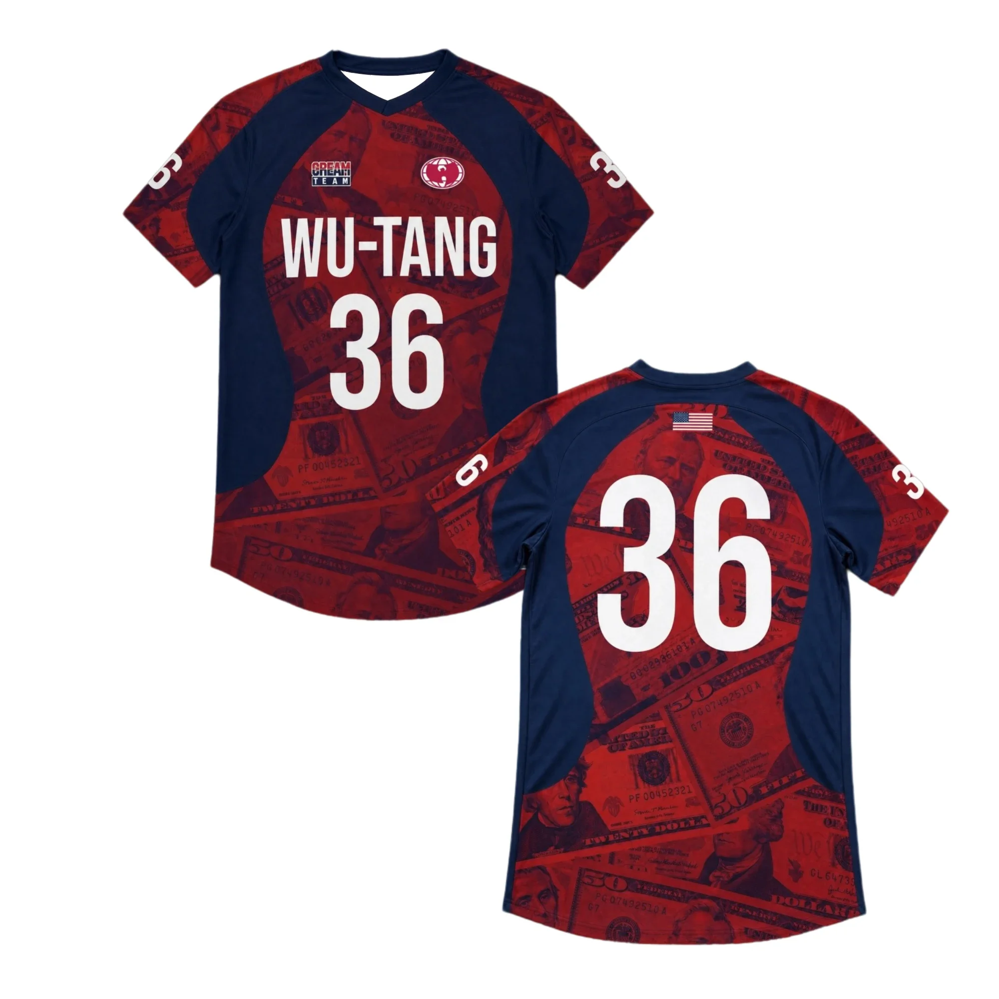 Wu Tang Clan C.R.E.A.M. bedruckte US-Team-Brasilien-Mexiko-Team-Fußballjacke, schnelltrocknend, atmungsaktiv, Y2k-T-Shirt, Familien-Match – Detail 4
