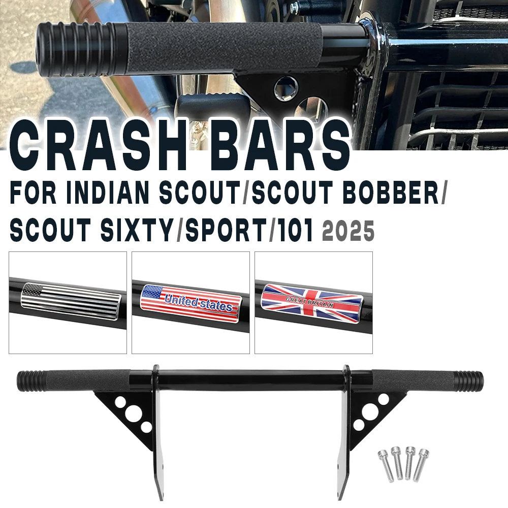 

Motorcycle Crash Bar Highway Peg Engine Guard Falling Protection For Indian Scout 101 Sixty Classic Bobber Limited +Tech 2025-26