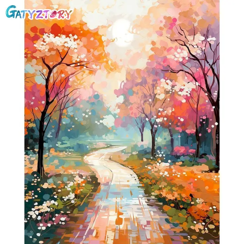 

GATYZTORY Picture Painting By Numbers Kits Forest Scenery Handpainted On Canvas Diy Ideas Coloring On Numbers Home Decors