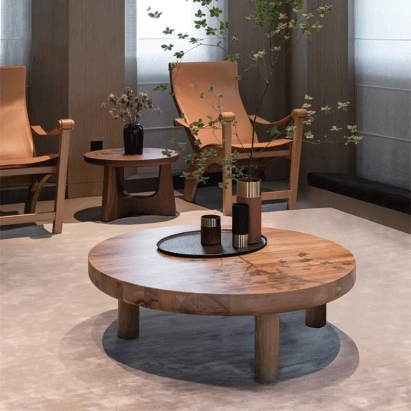 Nordic Solid Wood Coffee Tables Retro Homestay Designer Wooden Round Coffee Tables Living Room Home Furniture ChaJi JT40C