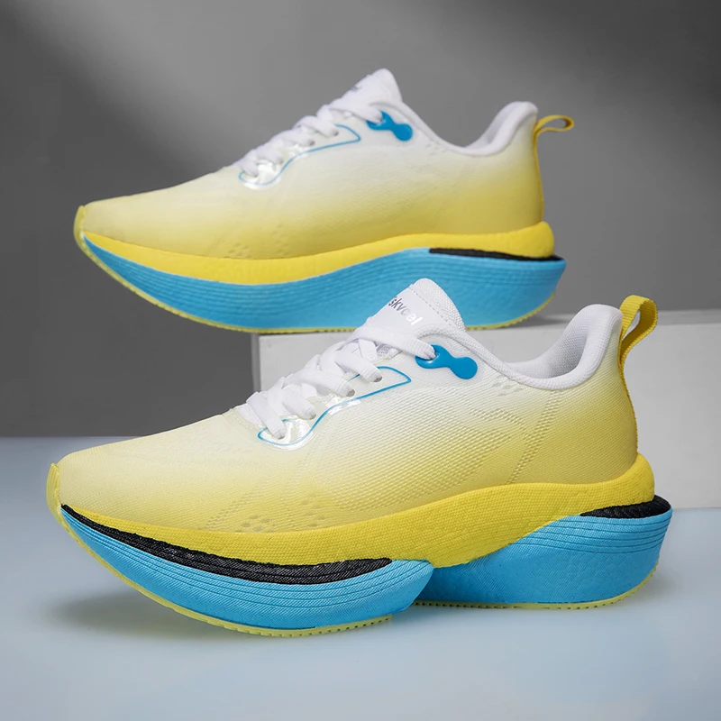 Men Carbon Plate Running Shoes Breathable Platform Sneakers Professional Marathon Race Non‑Slip Woman Athletic Sports Trainers