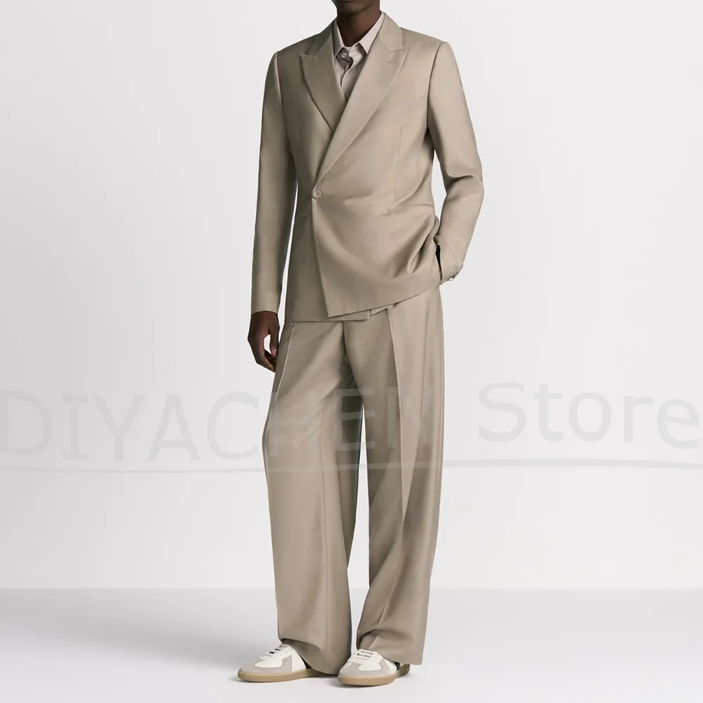 Men Suits Fashion One Button Peak Lapel Two Pieces Party Wedding Banquet Tuxedo Classic Smart Casual Suit (Blazer+Pants)