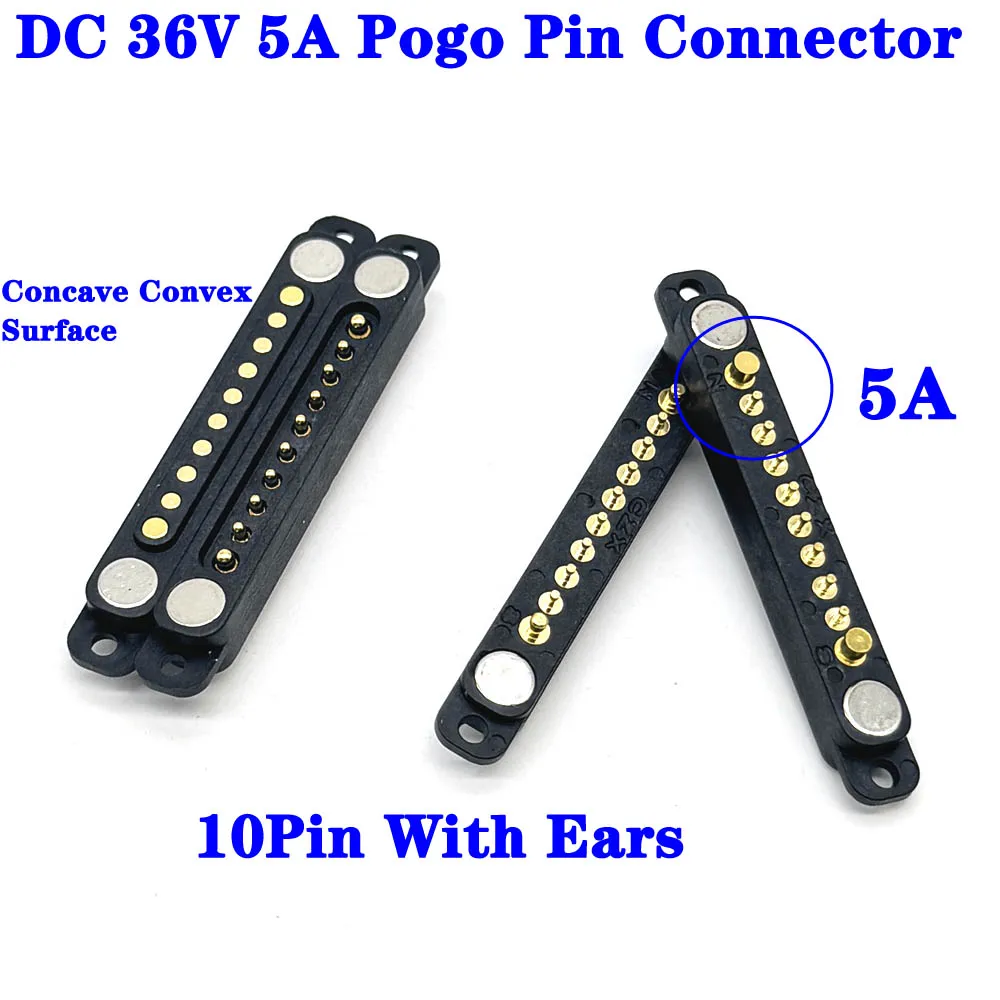 

1sets 5A 36V DC Magnetic Pogo Pin Connector 10Pin With Ears Waterproof Pogopin Male Female Spring Loaded DC Power Socket